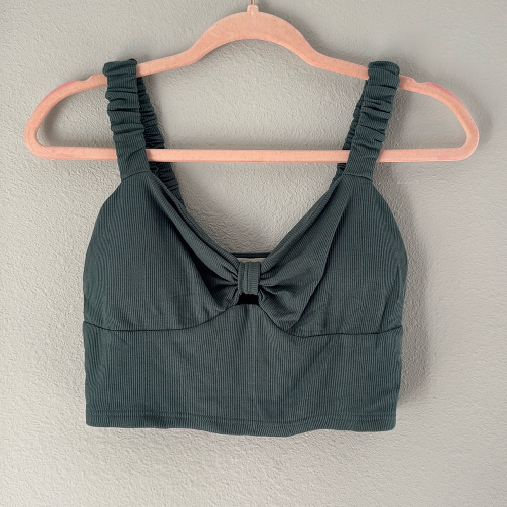 Women's Black Ruched Crop Top